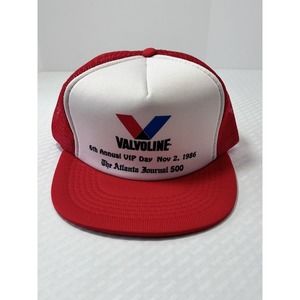 Vtg 80s Valvoline VIP Atlanta Journal Nov 86 Foam Mesh Trucker Snapback Hat Cap